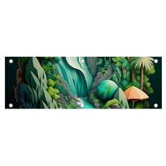 Waterfall Jungle Nature Paper Craft Trees Tropical Banner And Sign 6  X 2  by Ravend