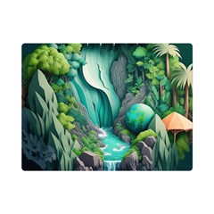 Waterfall Jungle Nature Paper Craft Trees Tropical Premium Plush Fleece Blanket (mini) by Ravend