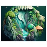 Waterfall Jungle Nature Paper Craft Trees Tropical Premium Plush Fleece Blanket (Medium) 60 x50  Blanket Front