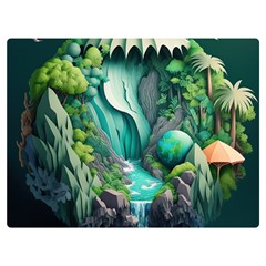 Waterfall Jungle Nature Paper Craft Trees Tropical Premium Plush Fleece Blanket (extra Small)