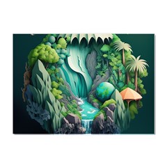 Waterfall Jungle Nature Paper Craft Trees Tropical Crystal Sticker (a4) by Ravend