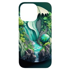 Waterfall Jungle Nature Paper Craft Trees Tropical Iphone 14 Pro Max Black Uv Print Case by Ravend