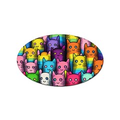 Cats Rainbow Pattern Colorful Feline Pets Sticker Oval (10 Pack) by Ravend