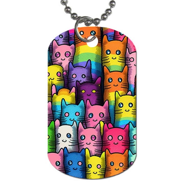 Cats Rainbow Pattern Colorful Feline Pets Dog Tag (Two Sides)