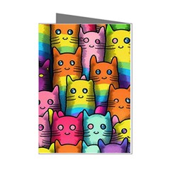 Cats Rainbow Pattern Colorful Feline Pets Mini Greeting Cards (pkg Of 8) by Ravend