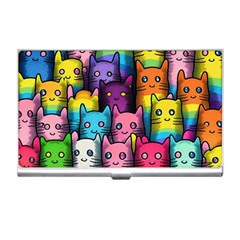 Cats Rainbow Pattern Colorful Feline Pets Business Card Holder by Ravend