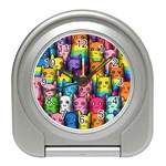 Cats Rainbow Pattern Colorful Feline Pets Travel Alarm Clock Front