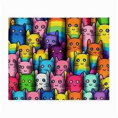 Cats Rainbow Pattern Colorful Feline Pets Small Glasses Cloth by Ravend