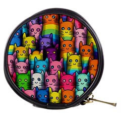 Cats Rainbow Pattern Colorful Feline Pets Mini Makeup Bag by Ravend