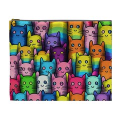 Cats Rainbow Pattern Colorful Feline Pets Cosmetic Bag (xl) by Ravend