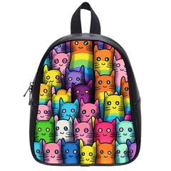 Cats Rainbow Pattern Colorful Feline Pets School Bag (small) by Ravend