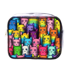 Cats Rainbow Pattern Colorful Feline Pets Mini Toiletries Bag (one Side) by Ravend