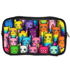 Cats Rainbow Pattern Colorful Feline Pets Toiletries Bag (two Sides) by Ravend