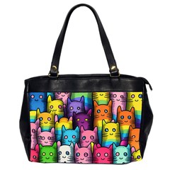 Cats Rainbow Pattern Colorful Feline Pets Oversize Office Handbag (2 Sides) by Ravend