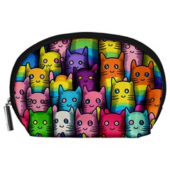 Cats Rainbow Pattern Colorful Feline Pets Accessory Pouch (large)