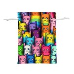 Cats Rainbow Pattern Colorful Feline Pets Lightweight Drawstring Pouch (L) Front