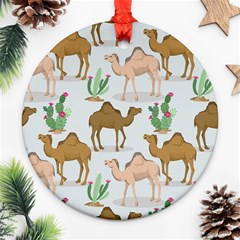 Camels-cactus-desert-pattern Ornament (round) by Salman4z