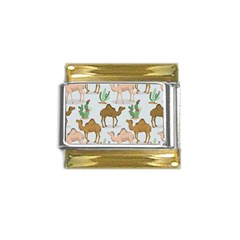 Camels-cactus-desert-pattern Gold Trim Italian Charm (9mm) by Salman4z