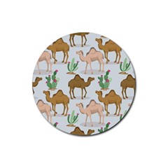 Camels-cactus-desert-pattern Rubber Coaster (round) by Salman4z