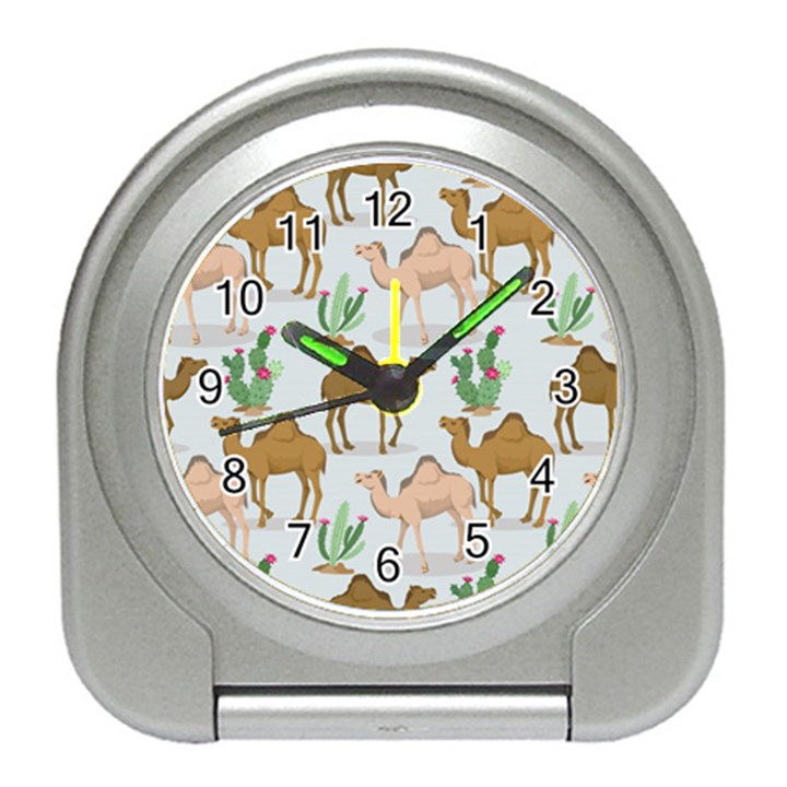 Camels-cactus-desert-pattern Travel Alarm Clock