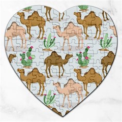 Camels-cactus-desert-pattern Jigsaw Puzzle (heart) by Salman4z