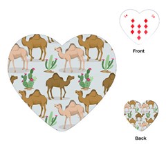 Camels-cactus-desert-pattern Playing Cards Single Design (heart) by Salman4z