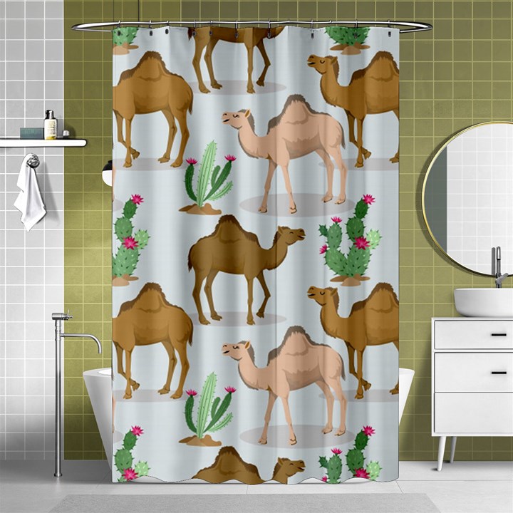 Camels-cactus-desert-pattern Shower Curtain 48  x 72  (Small) 