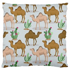 Camels-cactus-desert-pattern Standard Premium Plush Fleece Cushion Case (one Side) by Salman4z