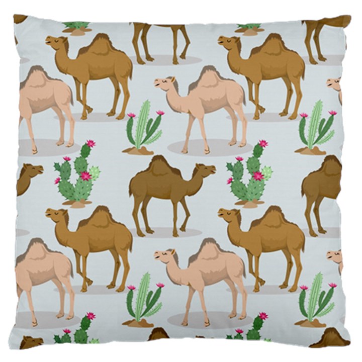 Camels-cactus-desert-pattern Standard Premium Plush Fleece Cushion Case (One Side)