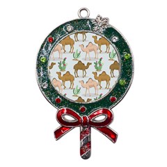 Camels-cactus-desert-pattern Metal X mas Lollipop With Crystal Ornament