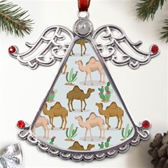 Camels-cactus-desert-pattern Metal Angel With Crystal Ornament