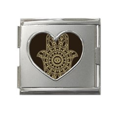 Hamsa-hand-drawn-symbol-with-flower-decorative-pattern Mega Link Heart Italian Charm (18mm) by Salman4z