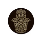 Hamsa-hand-drawn-symbol-with-flower-decorative-pattern Rubber Round Coaster (4 pack) Front