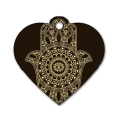 Hamsa-hand-drawn-symbol-with-flower-decorative-pattern Dog Tag Heart (two Sides) by Salman4z