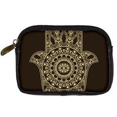 Hamsa-hand-drawn-symbol-with-flower-decorative-pattern Digital Camera Leather Case by Salman4z