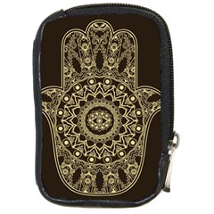 Hamsa-hand-drawn-symbol-with-flower-decorative-pattern Compact Camera Leather Case by Salman4z