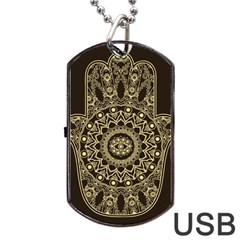 Hamsa-hand-drawn-symbol-with-flower-decorative-pattern Dog Tag Usb Flash (two Sides) by Salman4z