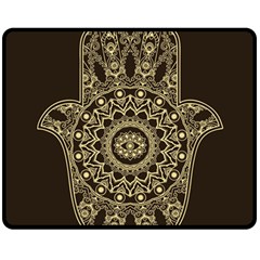 Hamsa-hand-drawn-symbol-with-flower-decorative-pattern Two Sides Fleece Blanket (medium) by Salman4z