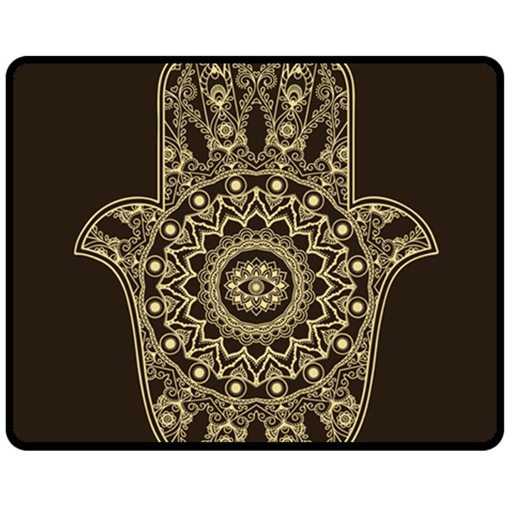 Hamsa-hand-drawn-symbol-with-flower-decorative-pattern Two Sides Fleece Blanket (Medium)