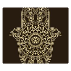 Hamsa-hand-drawn-symbol-with-flower-decorative-pattern Two Sides Premium Plush Fleece Blanket (small) by Salman4z