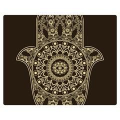 Hamsa-hand-drawn-symbol-with-flower-decorative-pattern Two Sides Premium Plush Fleece Blanket (medium) by Salman4z