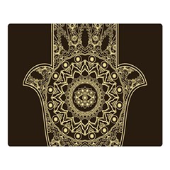 Hamsa-hand-drawn-symbol-with-flower-decorative-pattern Two Sides Premium Plush Fleece Blanket (large) by Salman4z