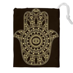 Hamsa-hand-drawn-symbol-with-flower-decorative-pattern Drawstring Pouch (4xl) by Salman4z