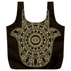 Hamsa-hand-drawn-symbol-with-flower-decorative-pattern Full Print Recycle Bag (xxl) by Salman4z