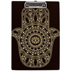 Hamsa-hand-drawn-symbol-with-flower-decorative-pattern A4 Acrylic Clipboard by Salman4z