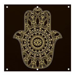 Hamsa-hand-drawn-symbol-with-flower-decorative-pattern Banner And Sign 4  X 4  by Salman4z