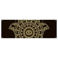 Hamsa-hand-drawn-symbol-with-flower-decorative-pattern Banner And Sign 12  X 4  by Salman4z