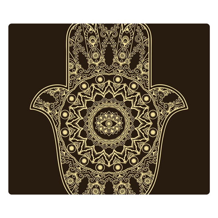 Hamsa-hand-drawn-symbol-with-flower-decorative-pattern Premium Plush Fleece Blanket (Small)