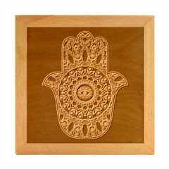 Hamsa-hand-drawn-symbol-with-flower-decorative-pattern Wood Photo Frame Cube