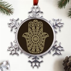 Hamsa-hand-drawn-symbol-with-flower-decorative-pattern Metal Large Snowflake Ornament